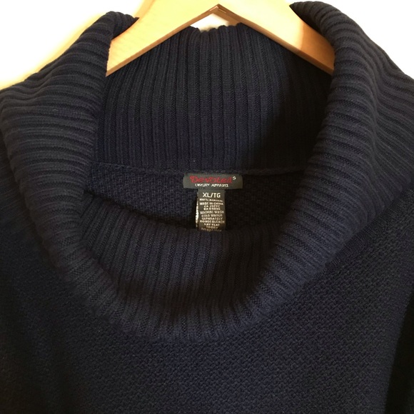 NWT Devoted XL Navy Blue Cowl Neck Short Sleeve Tunic Sweater - Picture 3 of 5